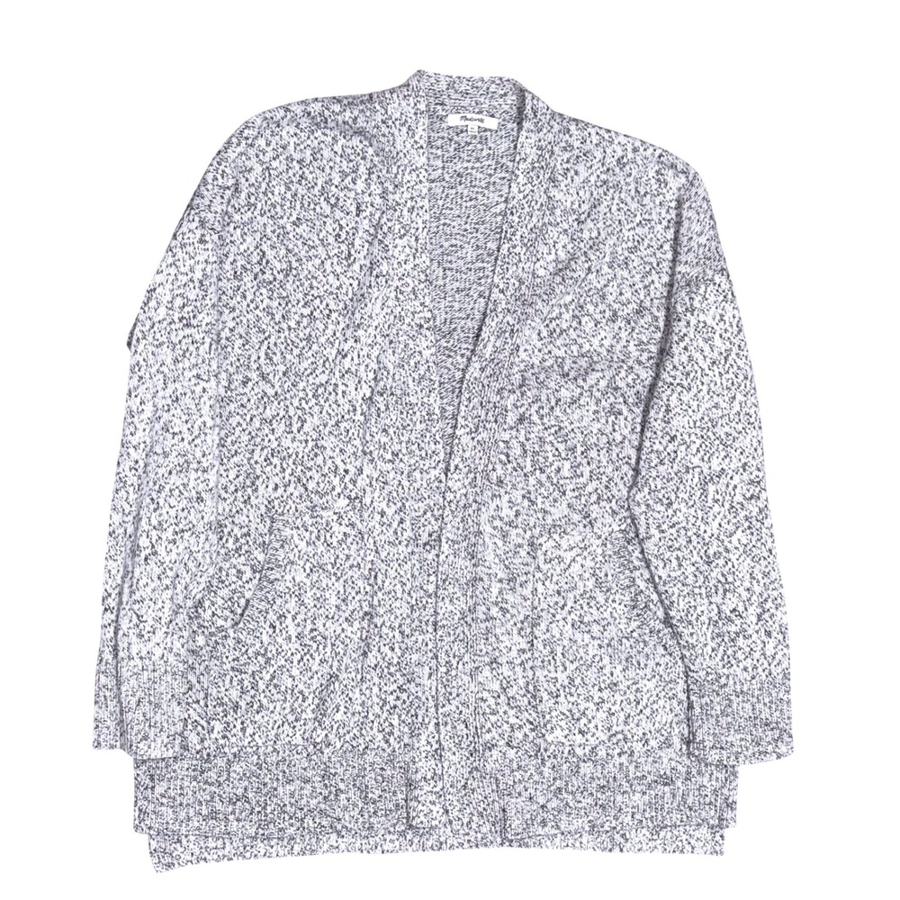 Madewell Midland Cardigan Women XL Gray Marled Salt and Pepper Cotton EUC
